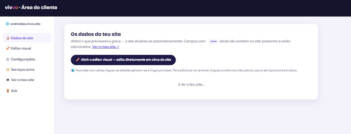 Área do cliente do Vivvo